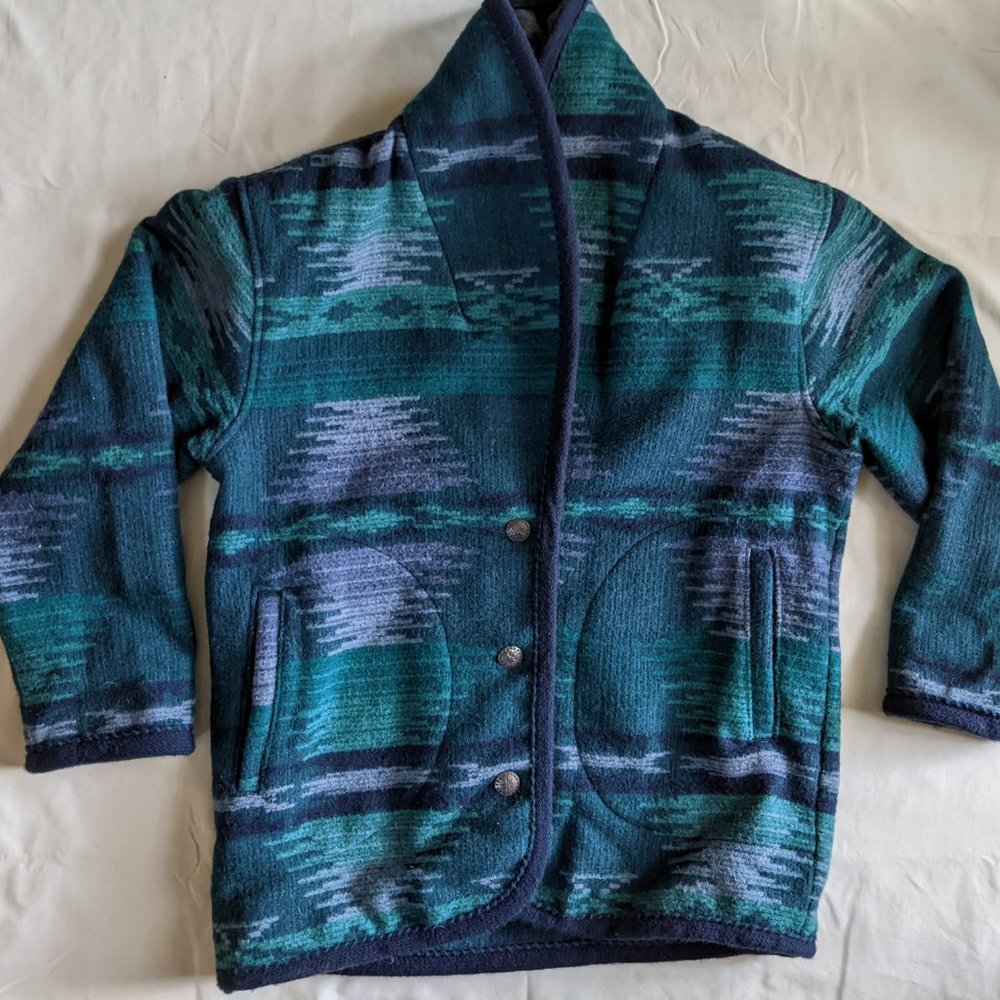 Woolrich Women's (M) Wool Blend Shawl Collar Aztec Pattern Coat - Made in USA - Picture 5 of 7